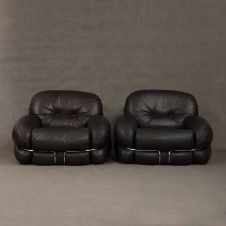 Cassina black leather lounge chairs-2 Cassina black leather lounge chairs