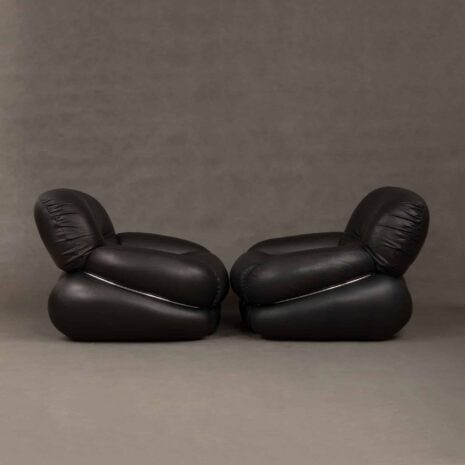 Cassina black leather lounge chairs-3 Cassina black leather lounge chairs