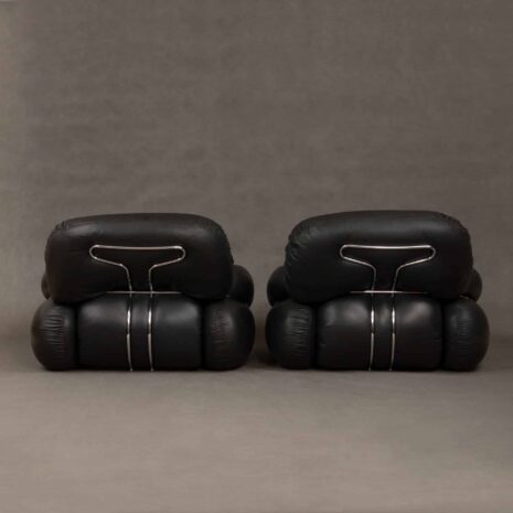 Cassina black leather lounge chairs-4 Cassina black leather lounge chairs