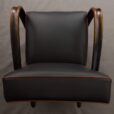 Halabala  black leather armchairs