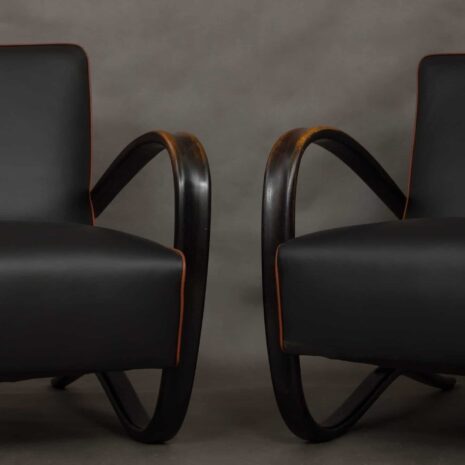 Halabala 269 black leather armchairs-2 Halabala black leather armchairs