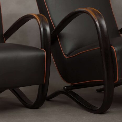 Halabala 269 black leather armchairs-7 Halabala black leather armchairs