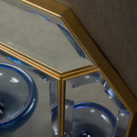 Włoskie lustro z fazowanego szkła w mosiężnej ramie-4 Italian bevelled glass mirrorin brass frame