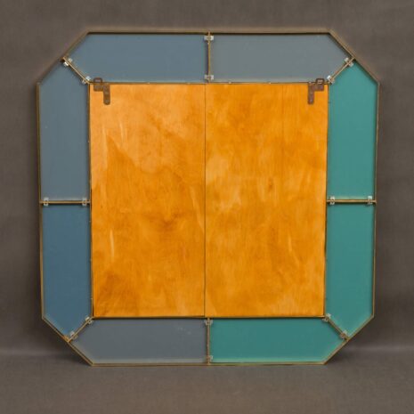 Włoskie lustro z fazowanego szkła w mosiężnej ramie-5 Italian bevelled glass mirrorin brass frame