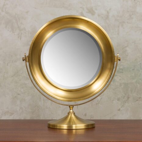 Włoskie mosiężne lustro toaletowe z lat 70. Italian brass vanity mirror from s