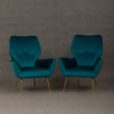 Italian mid century velvet lounge chairs