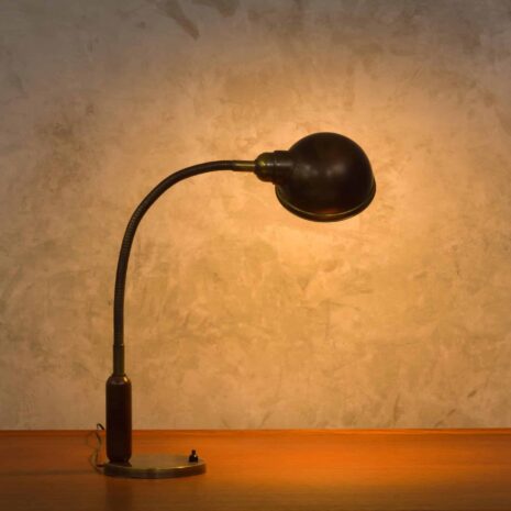 Italian solid brass mid-century desk lamp -7 Włoska lampa biurkowa z połowy wieku, wykonana z litego mosiądzu