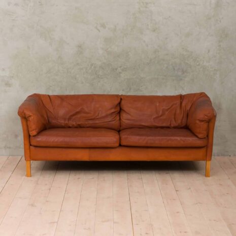Mogens Hansen brown leather 2.5 sofa-2 Mogens Hansen brown leather