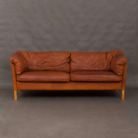 Mogens Hansen brown leather 2.5 sofa-3 Mogens Hansen brown leather