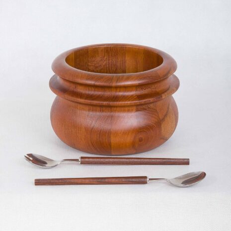 Misa sałatkowa Nissen z drewna tekowego z lat 60-tych-2 Nissen teak salad bowl from the s