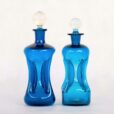 Pair of Jacob Bang for Holmegaard Kastrup Blue Glass Decanters