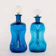 Pair of Jacob Bang for Holmegaard Kastrup Blue Glass Decanters