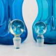 Pair of Jacob Bang for Holmegaard Kastrup Blue Glass Decanters