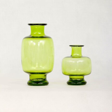Pair of Per Lutken, Holmegaard May Green Vases, 1950_s-1 Pair of Per Lutken Holmegaard May Green Vases s