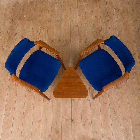 Paire de chaises en laine bleue Erik Kirkegaard Glostrup-6 Pair of blue wool Erik Kirkegaard Glostrup chairs