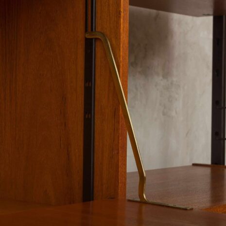 SELEX - SZAFKA ŚCIENNA Z DREWNA TEKOWEGO I METALU FIRMY INDUSTRIA MOBILI BAROVERO-12 SELEX TEAK AND METAL WALL UNIT BY INDUSTRIA MOBILI BAROVERO