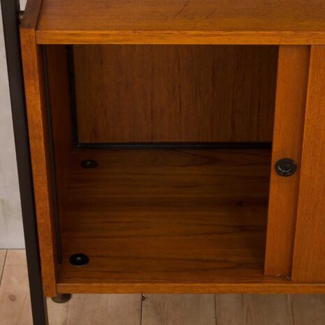 SELEX - SZAFKA ŚCIENNA Z DREWNA TEKOWEGO I METALU FIRMY INDUSTRIA MOBILI BAROVERO-18 SELEX TEAK AND METAL WALL UNIT BY INDUSTRIA MOBILI BAROVERO