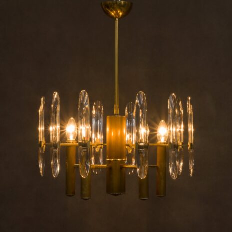 Sciolari brass and cristal chandelier-10 Sciolari brass and cristal chandelier