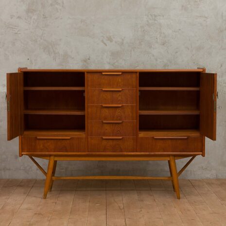 Teak sculptular highboard with seven drawers-4 Teak sculptular highboard with seven drawers