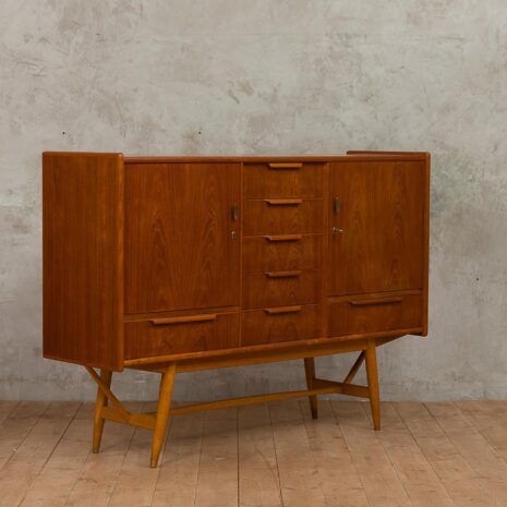 Teak sculptular highboard with seven drawers-5 Teak sculptular highboard with seven drawers