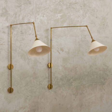 Two large brass mid century Italian wall lamps