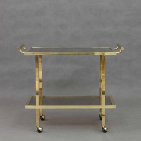 vintage italian polished brass bar trolley
