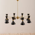Wloski żyrandol w stylu Stilnovo z  kloszami w ksztalcie klepsydry  arms Italian chandelier with diabolo shades in Stilnovo style  scaled