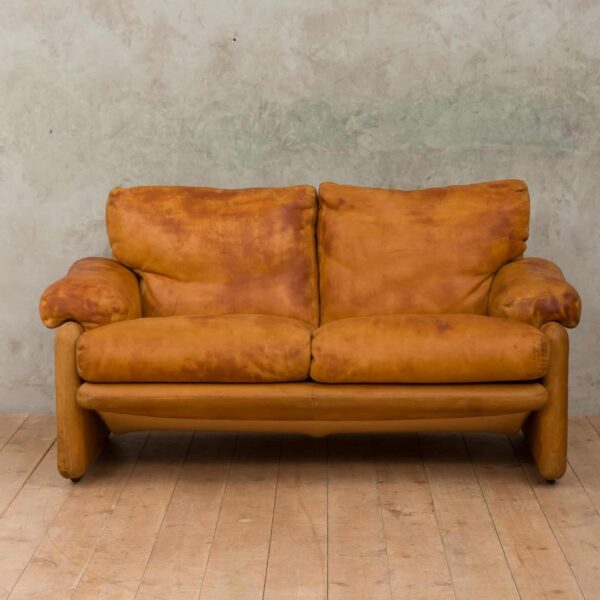 B B Italia two seater sofa in vintage leather   scaled