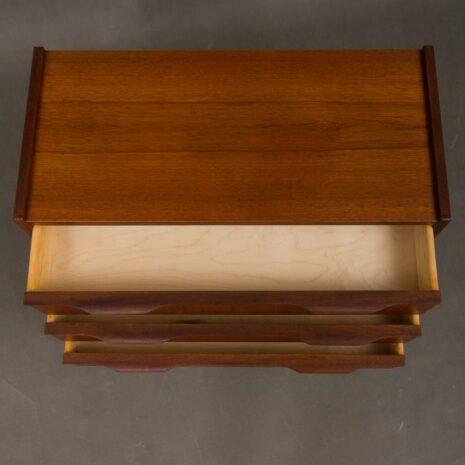 Small Danish teak 3 drawers dresser 2016-8 Small Danish teak drawers dresser scaled