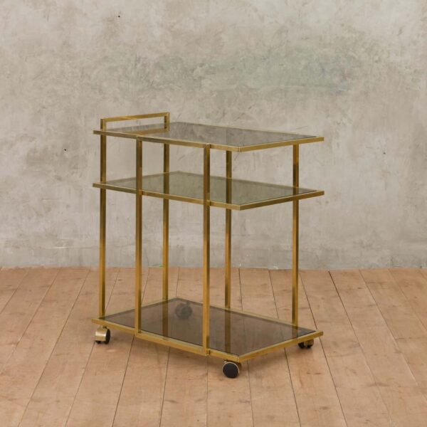 Italian brass bar trolley in Hollywood Regency style   scaled