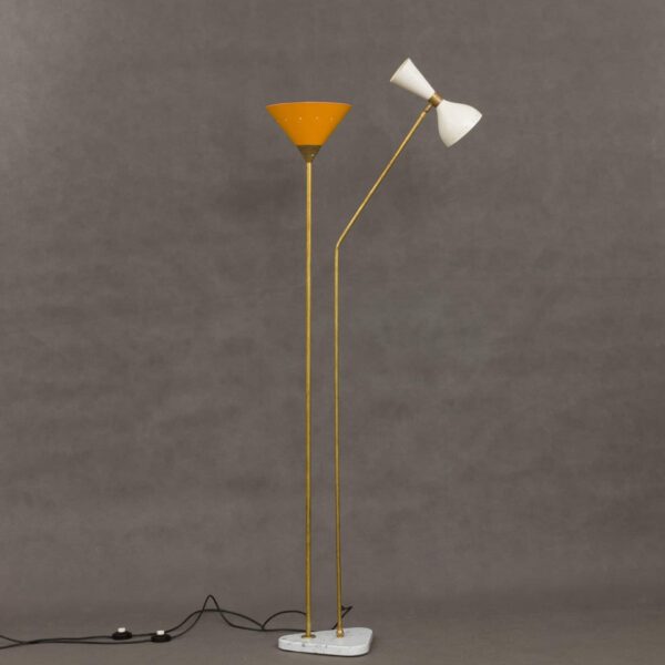 Italian brass floor lamp with marble base  scaled