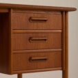 Danish teak desk with drawers with sculptular pul out handles scaled