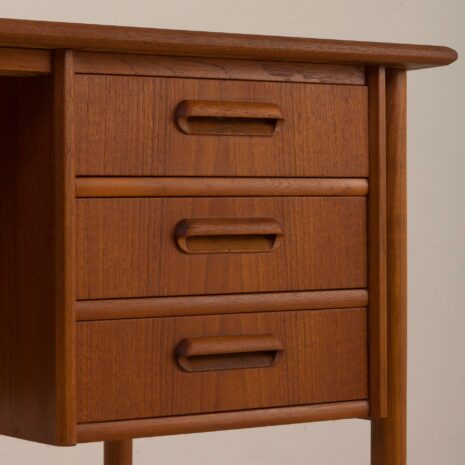 2057 Danish teak desk with 6 drawers with sculptular pul out handles-12 Danish teak desk with drawers with sculptular pul out handles scaled