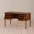 Danish teak desk with drawers with sculptular pul out handles scaled