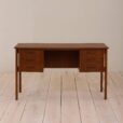 Danish teak desk with drawers with sculptular pul out handles scaled