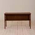 Danish teak desk with drawers with sculptular pul out handles scaled