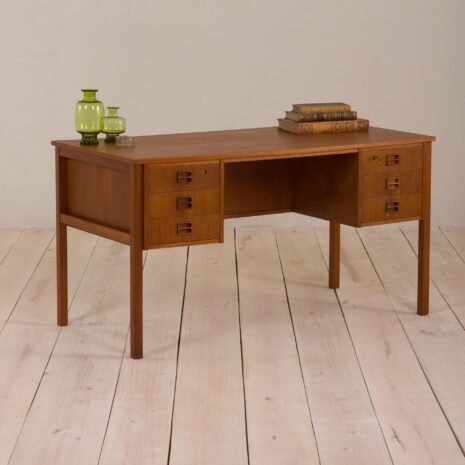 Danish double sided desk with six drawers  scaled
