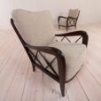 Paolo Buffa lounge chairs in alapaca boucle wool upholstery scaled