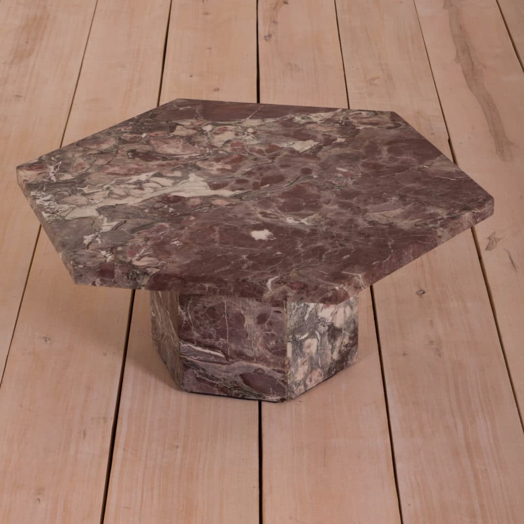 Italian mid century pink marble hexagonal coffee table Future antiques