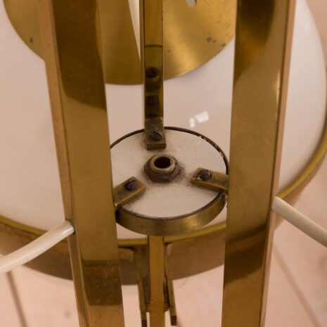 2064 Italian brass chandelier with 3 opaline glass in Gino Sarfatti style-2-14 Italian brass chandelier with opaline glass in Gino Sarfatti style scaled