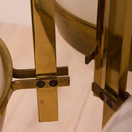 2064 Italian brass chandelier with 3 opaline glass in Gino Sarfatti style-2-16 Italian brass chandelier with opaline glass in Gino Sarfatti style scaled