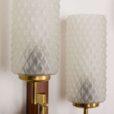 Pair of teak and brass Italian wall scones from the s  scaled