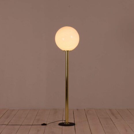 Venini brass floor lamp with murano glass shade Italy s   scaled