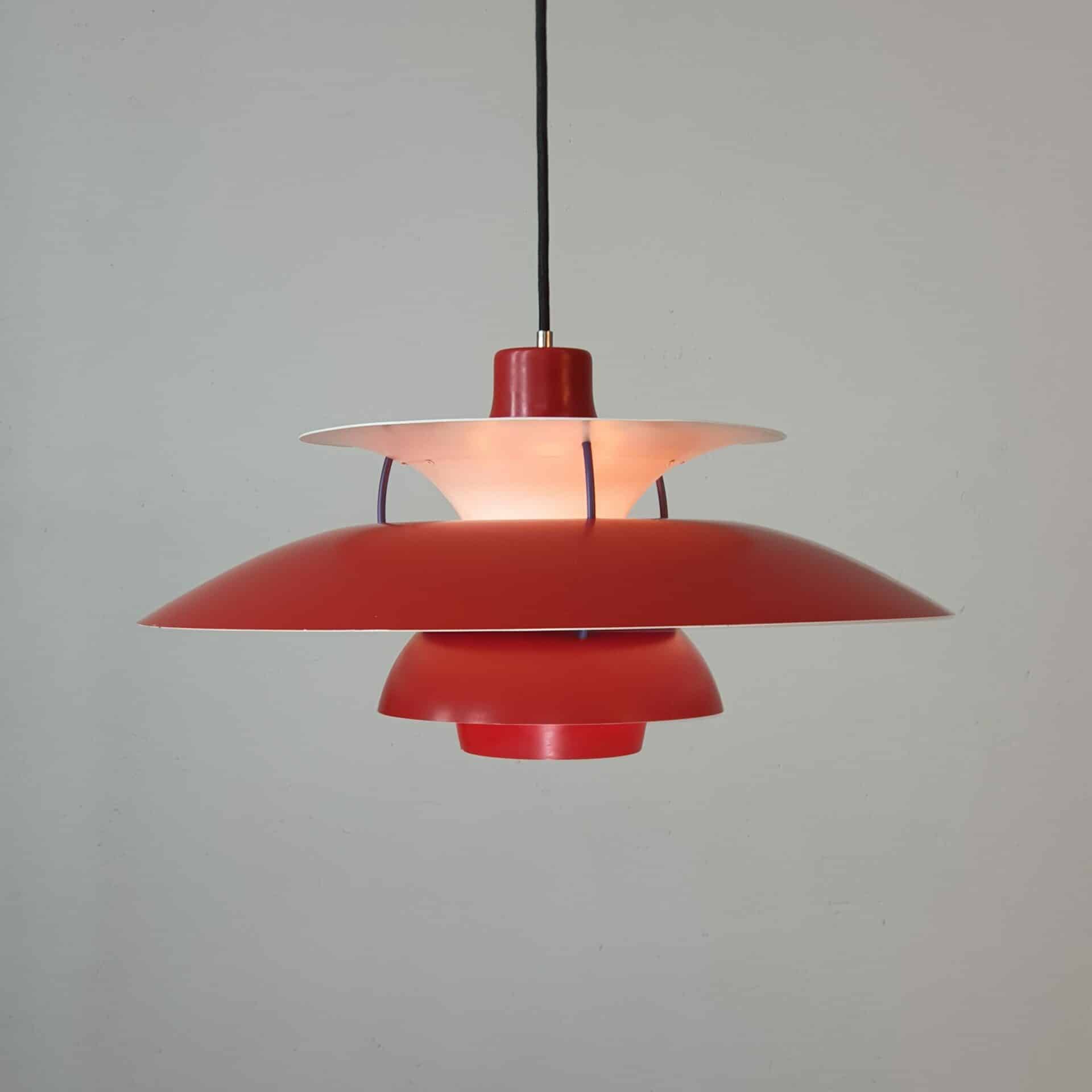 Vintage Red PH5 Pendant Lamp by Poul Henningsen for Louis Poulsen