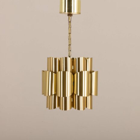 Vintage brass pendant lamp by Werner Schou for Coronell  scaled