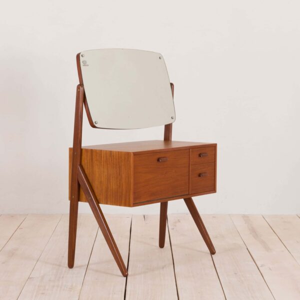 Danish Teak Y Leg Vanity Table with Mirror by Olholm Mobler s
