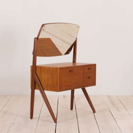 Danish Teak Y-Leg Vanity Table with Mirror by Olholm Mobler 1960s. 2085-6 Danish Teak Y Leg Vanity Table with Mirror by Olholm Mobler s