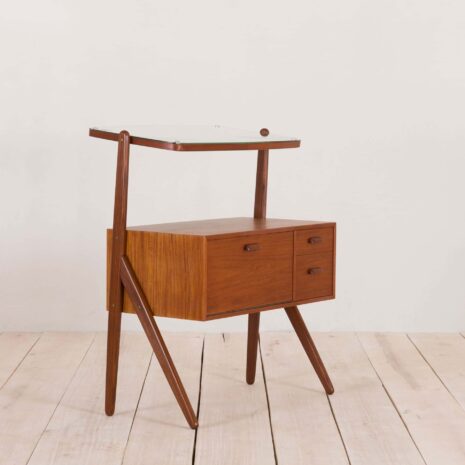 Danish Teak Y-Leg Vanity Table with Mirror by Olholm Mobler 1960s. 2085-7 Danish Teak Y Leg Vanity Table with Mirror by Olholm Mobler s