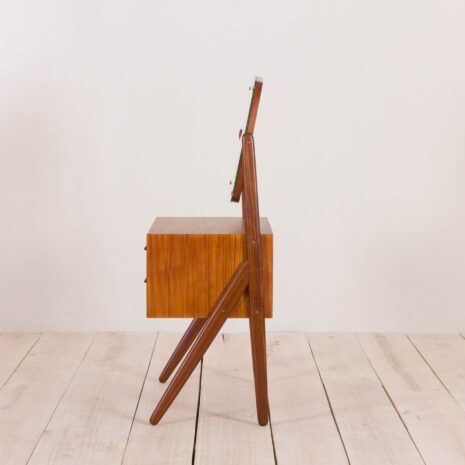 Danish Teak Y-Leg Vanity Table with Mirror by Olholm Mobler 1960s. 2085-8 Danish Teak Y Leg Vanity Table with Mirror by Olholm Mobler s