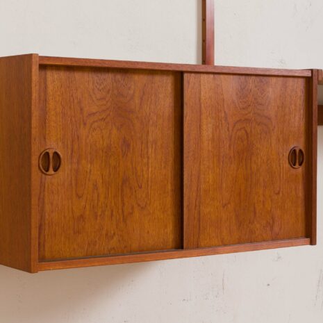 Duńska szafka ścienna z drewna tekowego z biurkiem i szafką w stylu Cadovius 2101-9 Danish vintage teak wall unit with desk and cabinet in the style of Cadovius scaled